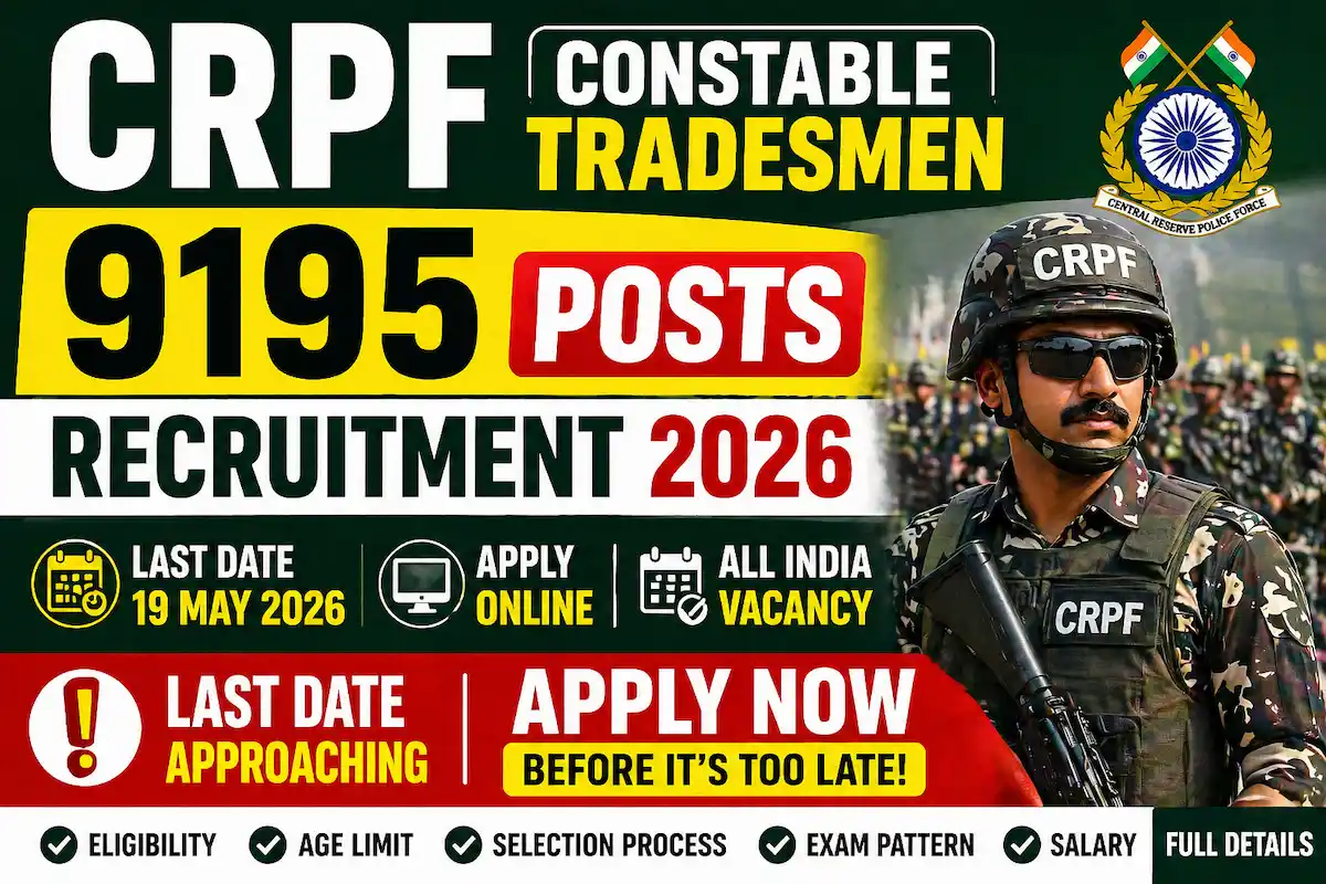 CRPF Constable Tradesmen Recruitment 2026 | 9195 posts apply here