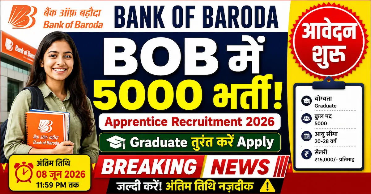 Bank of Baroda Apprentice Recruitment 2026 Apply Online for 5000 Posts